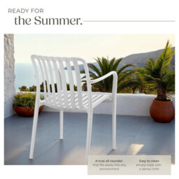 Tectake Garden Chairs Alcudia - Weather-Resistant, Durable And Long-Lasting Plastic - Cream - Set Of 6 - thumbnail 4