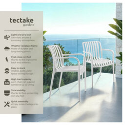 Tectake Garden Chairs Alcudia - Weather-Resistant, Durable And Long-Lasting Plastic - Cream - Set Of 6 - thumbnail 2