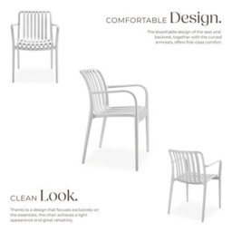 Tectake Garden Chairs Alcudia - Weather-Resistant, Durable And Long-Lasting Plastic - Cream - Set Of 6 - thumbnail 3