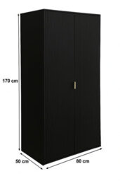 Home Treats Ridged Bedroom Furniture Set Wardrobe Chest Of 4 Drawers & Bedside Table Wood Black & Gold Handles - thumbnail 7