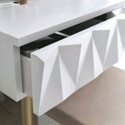 CARME Home Montana White Dressing Table With Velvet Padded Stool - thumbnail 3