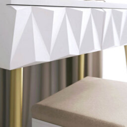 CARME Home Montana White Dressing Table With Velvet Padded Stool - thumbnail 2