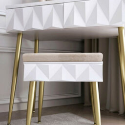 CARME Home Montana White Dressing Table With Velvet Padded Stool - thumbnail 4