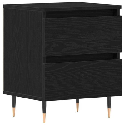 Berkfield Modern Bedside Cabinet Black Oak 40X35X50 Cm Engineered Wood
