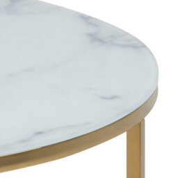 Furniture To Go Alisma Round Coffee Table With White Crystal Clear Marble Glass Top & Gold Legs - thumbnail 5