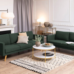 Furniture To Go Alisma Round Coffee Table With White Crystal Clear Marble Glass Top & Gold Legs - thumbnail 3