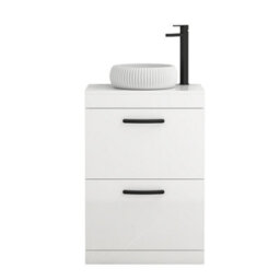 Royal Bathrooms Turin 800mm Freestanding Bathroom Vanity Unit With Sink 2 Drawer Gloss White & Milan Countertop Basin - thumbnail 5