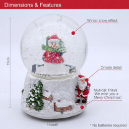 The Christmas Workshop 84410 Musical Snow Globe With Snowman Design - thumbnail 2