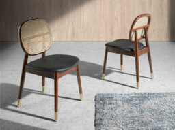 Angel Cerda Stylish Rattan And Black Leatherette Dining Chair - thumbnail 2