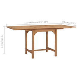 Berkfield Extending Garden Table (110-160)X80X75Cm Solid Teak Wood - thumbnail 9