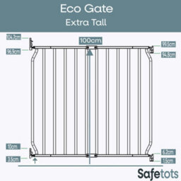 Safetots Extra Tall Screw Fit Metal Baby Gate, White, 100Cm - 110Cm - thumbnail 3