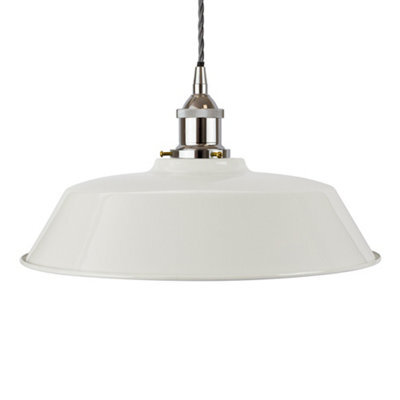 Pale Grey Chancery Painted Dome Pendant Light With Nickel Lamp Holder And Grey Twisted Cable - Se Home - image 1