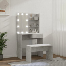 Vidaxl Dressing Table Set With Led Concrete Grey Engineered Wood - thumbnail 4
