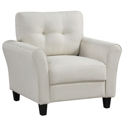 Gainoom Beige Tufted Upholstered Living Room Chair Reading Armchair - image 1