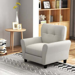Gainoom Beige Tufted Upholstered Living Room Chair Reading Armchair - thumbnail 3