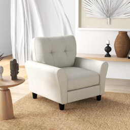 Gainoom Beige Tufted Upholstered Living Room Chair Reading Armchair - thumbnail 7