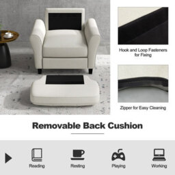 Gainoom Beige Tufted Upholstered Living Room Chair Reading Armchair - thumbnail 2