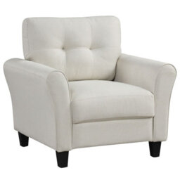 Gainoom Beige Tufted Upholstered Living Room Chair Reading Armchair