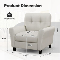 Gainoom Beige Tufted Upholstered Living Room Chair Reading Armchair - thumbnail 5