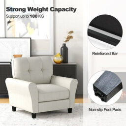 Gainoom Beige Tufted Upholstered Living Room Chair Reading Armchair - thumbnail 9