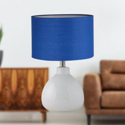 First Choice Lighting Tuscan White Ceramic Lamp With Navy Blue Shade - thumbnail 5