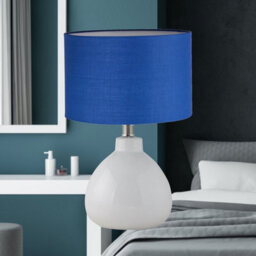 First Choice Lighting Tuscan White Ceramic Lamp With Navy Blue Shade - thumbnail 6