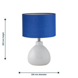 First Choice Lighting Tuscan White Ceramic Lamp With Navy Blue Shade - thumbnail 7