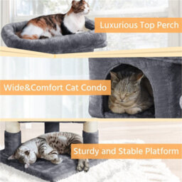 Yaheetech Dark Grey 59Cm 2-Level Cat Tree Tower With Wide Perch - thumbnail 8