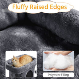 Yaheetech Dark Grey 59Cm 2-Level Cat Tree Tower With Wide Perch - thumbnail 7