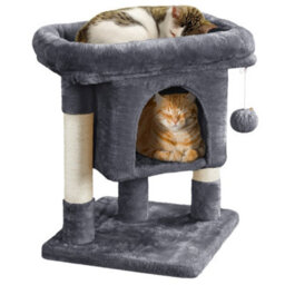 Yaheetech Dark Grey 59Cm 2-Level Cat Tree Tower With Wide Perch - thumbnail 2