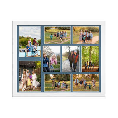 AK Frames 20X16 White Modern Multi Photo Frame With Pompadour Mount - Holds 9 Apertures (2X) 7X5, (7X) 6X4 Photos - image 1