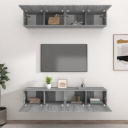 Walplus Tv Cabinets 4 Pcs Grey Sonoma 80X30X30 Cm Engineered Wood - thumbnail 3