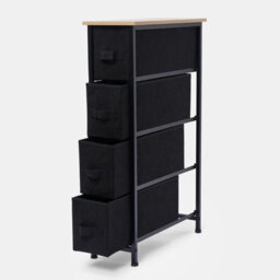 OHS Narrow 4 Drawer Storage Cabinet Bedside Table Clothes Home Organiser, Black - thumbnail 6