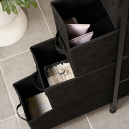 OHS Narrow 4 Drawer Storage Cabinet Bedside Table Clothes Home Organiser, Black - thumbnail 3