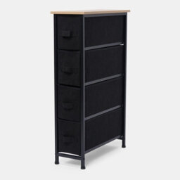 OHS Narrow 4 Drawer Storage Cabinet Bedside Table Clothes Home Organiser, Black - thumbnail 5