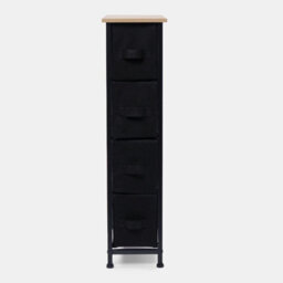 OHS Narrow 4 Drawer Storage Cabinet Bedside Table Clothes Home Organiser, Black - thumbnail 4