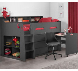 Jupiter Anthracite Wooden Mid Sleeper Cabin Bed Frame - 3Ft Single