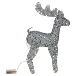 Urbn-Living Urbnliving 60Cm Led Light Up Standing Reindeer Silver Glitter Rattan Wire Frame Christmas Home Decoration - thumbnail 3