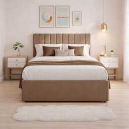 "6Ft Luxury Mink Plush Divan Super King Bed Frame With Mattress, 20"" Vertical Line Headboard, Bed With 2 Storage Drawers" - thumbnail 2
