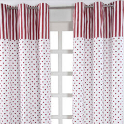 Homescapes Red Love Hearts Ready Made Eyelet Curtain Pair, 137 X 228 Cm Drop - thumbnail 2