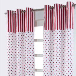 Homescapes Red Love Hearts Ready Made Eyelet Curtain Pair, 137 X 228 Cm Drop - thumbnail 3