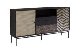 Buttercup Farm Boho 2 Door 2 Drawer Sideboard - Metal/wood - L35 X W160 X H85 Cm - Black - thumbnail 3