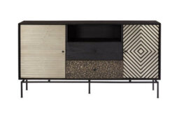 Buttercup Farm Boho 2 Door 2 Drawer Sideboard - Metal/wood - L35 X W160 X H85 Cm - Black - thumbnail 1