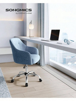LEDREM Office Chair, Swivel Chair, Desk Chair, Makeup Vanity Chair, Adjustable Height, 110 Kg Load, Cotton-Linen Fabric - image 1