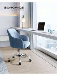 LEDREM Office Chair, Swivel Chair, Desk Chair, Makeup Vanity Chair, Adjustable Height, 110 Kg Load, Cotton-Linen Fabric - thumbnail 1