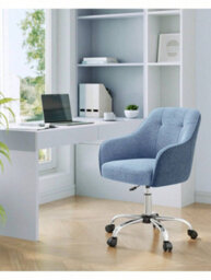 LEDREM Office Chair, Swivel Chair, Desk Chair, Makeup Vanity Chair, Adjustable Height, 110 Kg Load, Cotton-Linen Fabric - thumbnail 3