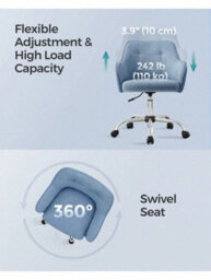 LEDREM Office Chair, Swivel Chair, Desk Chair, Makeup Vanity Chair, Adjustable Height, 110 Kg Load, Cotton-Linen Fabric - thumbnail 7