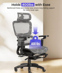 Ergonomic Mesh Office Chair With Headrest, 6D Armrests, Lumbar Support, Adjustable Height, Reclining High Back Swivel Desk Chair - thumbnail 2