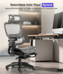 Ergonomic Mesh Office Chair With Headrest, 6D Armrests, Lumbar Support, Adjustable Height, Reclining High Back Swivel Desk Chair - thumbnail 7