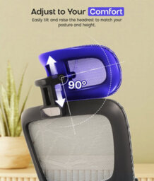 Ergonomic Mesh Office Chair With Headrest, 6D Armrests, Lumbar Support, Adjustable Height, Reclining High Back Swivel Desk Chair - thumbnail 5